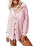 Dokotoo Pink Waffle Knit Shacket for Women