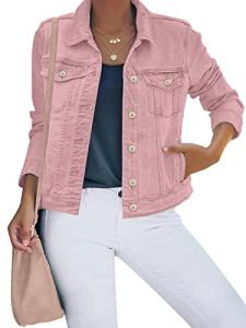 Luvamia Women's Stretch Pink Denim Jacket