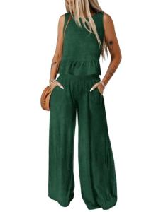 Dokotoo Women’s Dark Green 2-Piece Pants Set