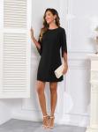 Floating Sleeve Black Cocktail Dress, Size L
