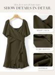 Moss Green Flared Sleeve Mini Wedding Guest Dress