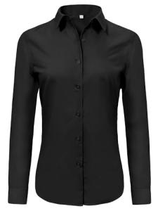 Black Striped Button-Up Shirt for Women, Size M