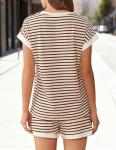 Ekouaer Women's Summer 2-Piece Stripe Lounge Set