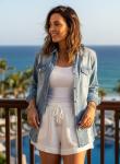 Sky Blue Distressed Denim Jacket for Women