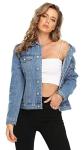 MISS MOLY Women's Trendy Denim Jacket with Pockets