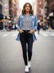 Sky Blue Distressed Denim Jacket for Women