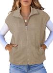 Dokotoo Women's Oversized Zipper Vest in Khaki