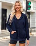 Zeagoo Women's Oversized Lightweight Zip Hoodie, Navy XL