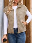 Dokotoo Women's Oversized Zipper Vest in Khaki