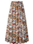 Floral High Waist Pleated Maxi Skirt for Women