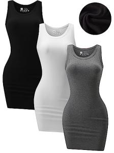 3 Piece Women's Summer Ribbed Tank Dress Set