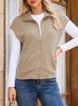 Dokotoo Women's Oversized Zipper Vest in Khaki