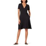 Polka Dot Faux-Wrap Dress for Women, Black, XL