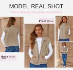 Dokotoo Women's Oversized Zipper Vest in Khaki