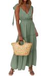 Sage Green Sleeveless Tiered Maxi Dress