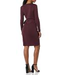 Burgundy Long-Sleeved Wrap Dress in Plus Sizes