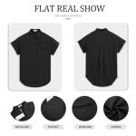 Casual Short Sleeve Button Down Shirt in Black