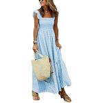 Chouyatou Women's Retro Plaid Maxi Dress