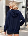 Zeagoo Women's Oversized Lightweight Zip Hoodie, Navy XL
