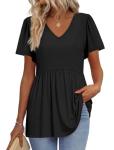 OFEEFAN Women's V-Neck Peplum Tunic Tops
