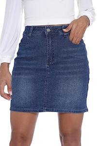Stylish Blue Stretch Denim Mini Skirt for Women