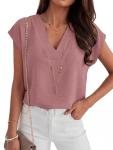 ANRABESS Women’s V Neck Cap Sleeve Casual Tops