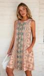 Boho Floral Sleeveless Summer Dress with Pockets