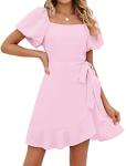 Sampeel Pink A-Line Short Sleeve Summer Dress XL