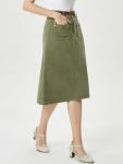 Knee Length Army Green Denim Skirt for Women