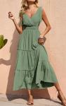 Sage Green Sleeveless Tiered Maxi Dress