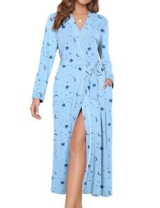 Lightweight Soft Knit Full-Length Robe with Pockets