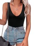Sexy Deep V Neck Backless Bodysuit for Women