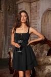Black Ruffled Mini Robe Corset for Women