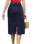 High Waisted Dark Denim Jean Skirt with Belt