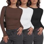 3 Pack Women's Long Sleeve Crew Neck Tops