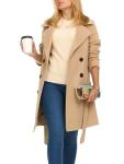 Steve Madden Women's Long Khaki Faux Wool Trench