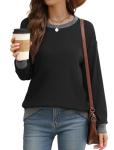 Trendy Black Crewneck Sweatshirt for Women