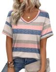 Casual Summer V-Neck Striped Tops for Women