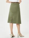 Knee Length Army Green Denim Skirt for Women