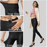 SANTINY High Waisted Faux Leather Leggings - Black