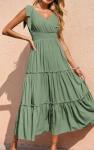 Sage Green Sleeveless Tiered Maxi Dress