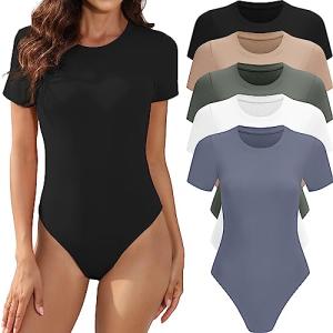 5-Pack Women’s Short Sleeve Casual Bodysuits