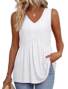 Women’s White Peplum Tank Top for Summer