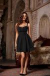 Black Ruffled Mini Robe Corset for Women