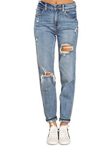 Luvamia High Waisted Ripped Boyfriend Jeans for Women