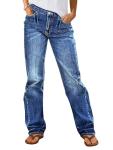 Mid Rise Ripped Stretchy Boyfriend Jeans for Women