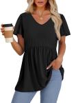 OFEEFAN Women's V-Neck Peplum Tunic Tops
