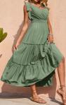 Sage Green Sleeveless Tiered Maxi Dress
