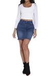 Stylish Blue Stretch Denim Mini Skirt for Women