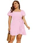 Sampeel Pink A-Line Short Sleeve Summer Dress XL